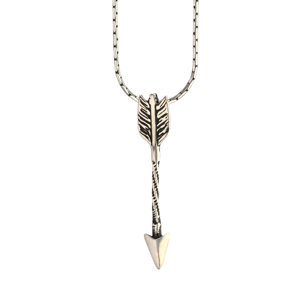 Necklace with an arrow pendant on a white background