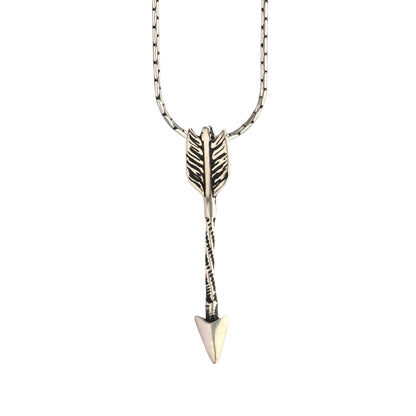 Necklace with an arrow pendant on a white background