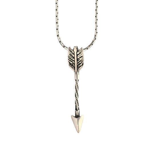 Necklace with an arrow pendant on a white background