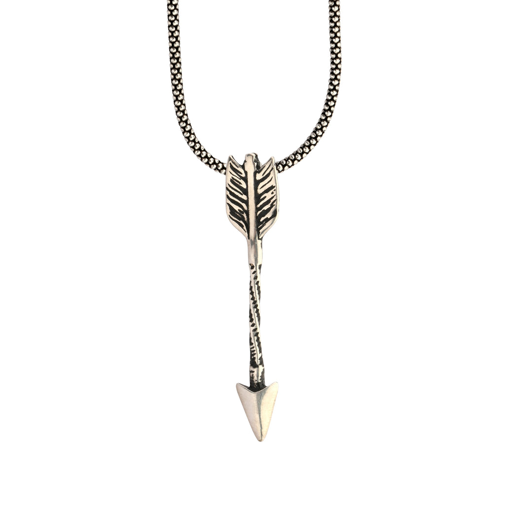 Necklace with an arrow pendant on a white background