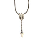 Necklace with an arrow pendant on a white background