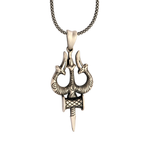 Trishul Damru 92.5 Silver Pendant for Men & Women