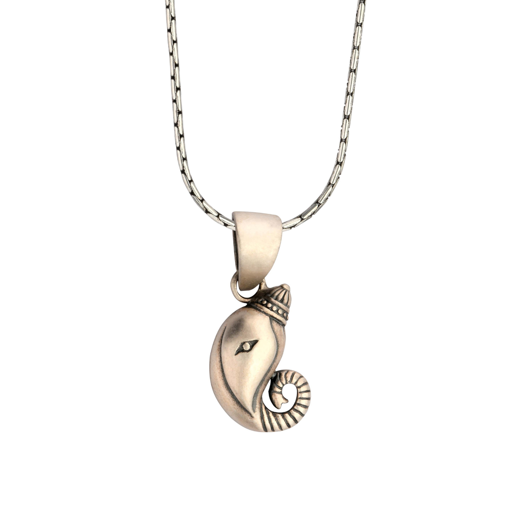 Minimal Ganesh 92.5 Silver Pendant for Men & Women