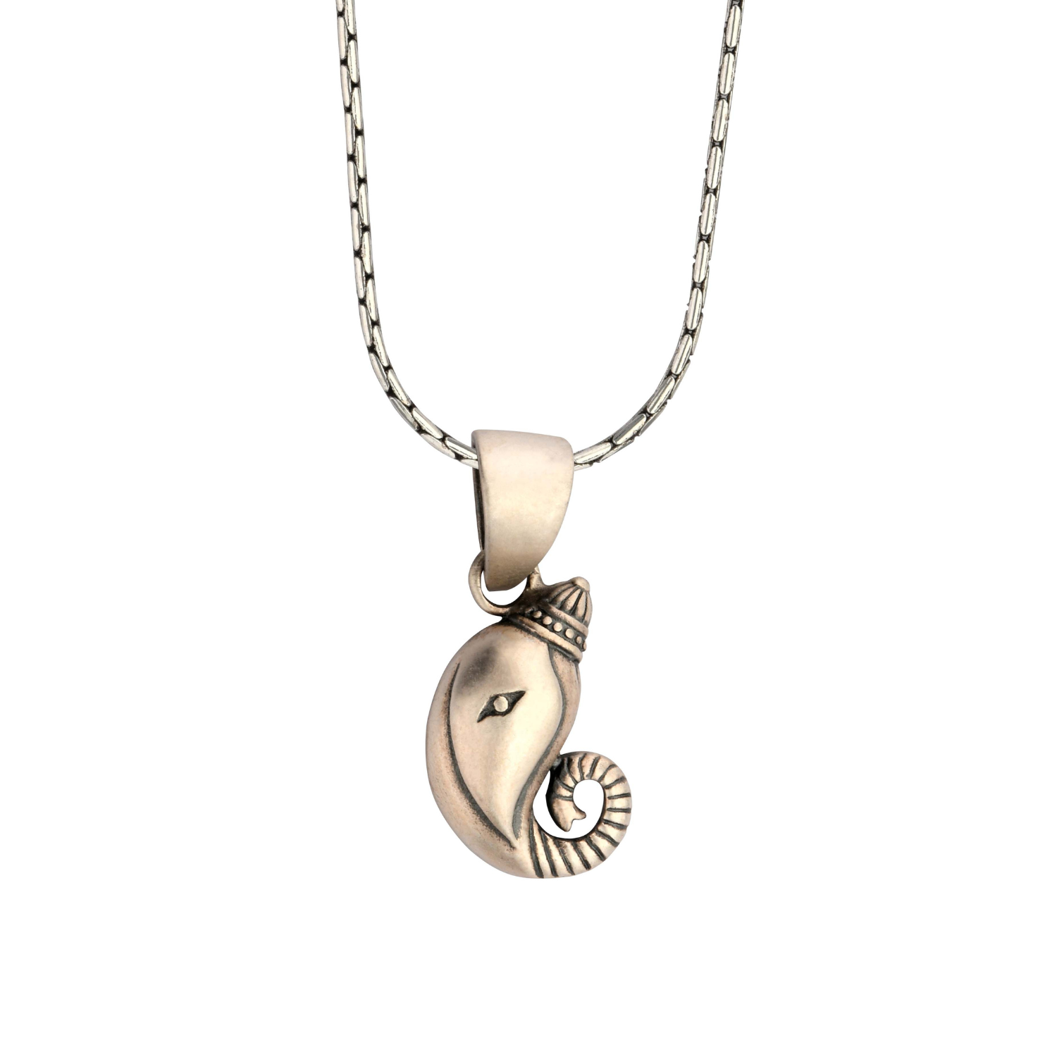 Minimal Ganesh 92.5 Silver Pendant for Men & Women