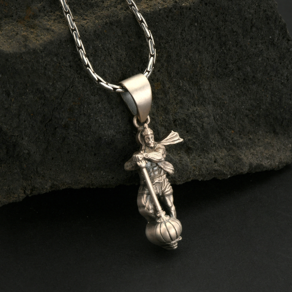 Hanuman Ji Gada 92.5 Silver Pendant for Men & Women