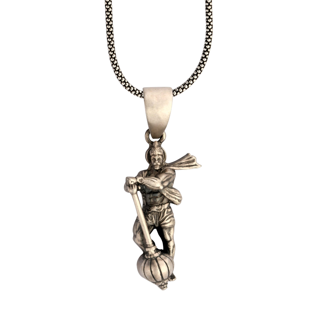 Hanuman Ji Gada 92.5 Silver Pendant for Men & Women