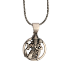 Circular Hanuman 92.5 Silver Pendant | Unisex Spiritual Necklace