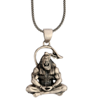 Meditating Hanuman 92.5 Silver Pendant | Spiritual Unisex Necklace