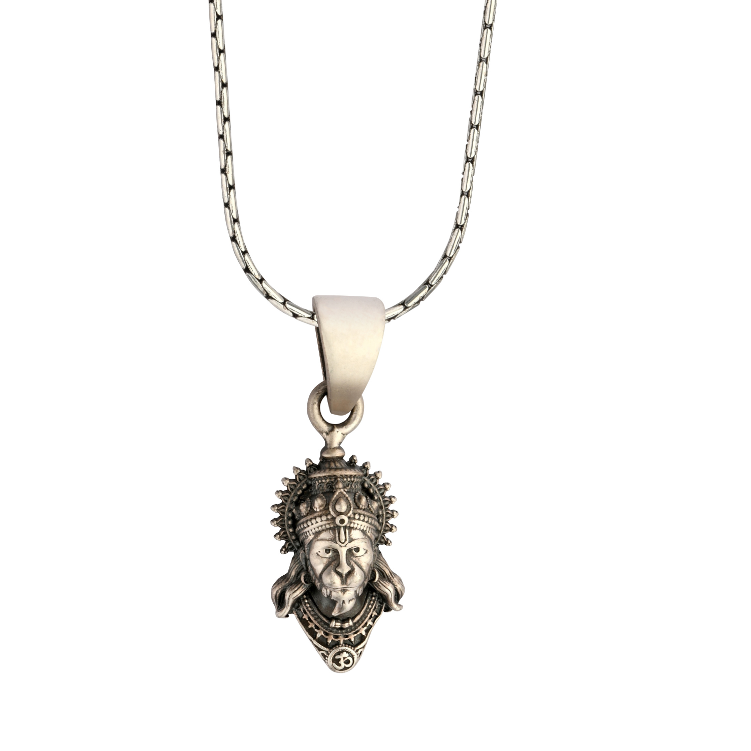 Mini Hanuman Face 92.5 Silver Pendant | Unisex Spiritual Necklace