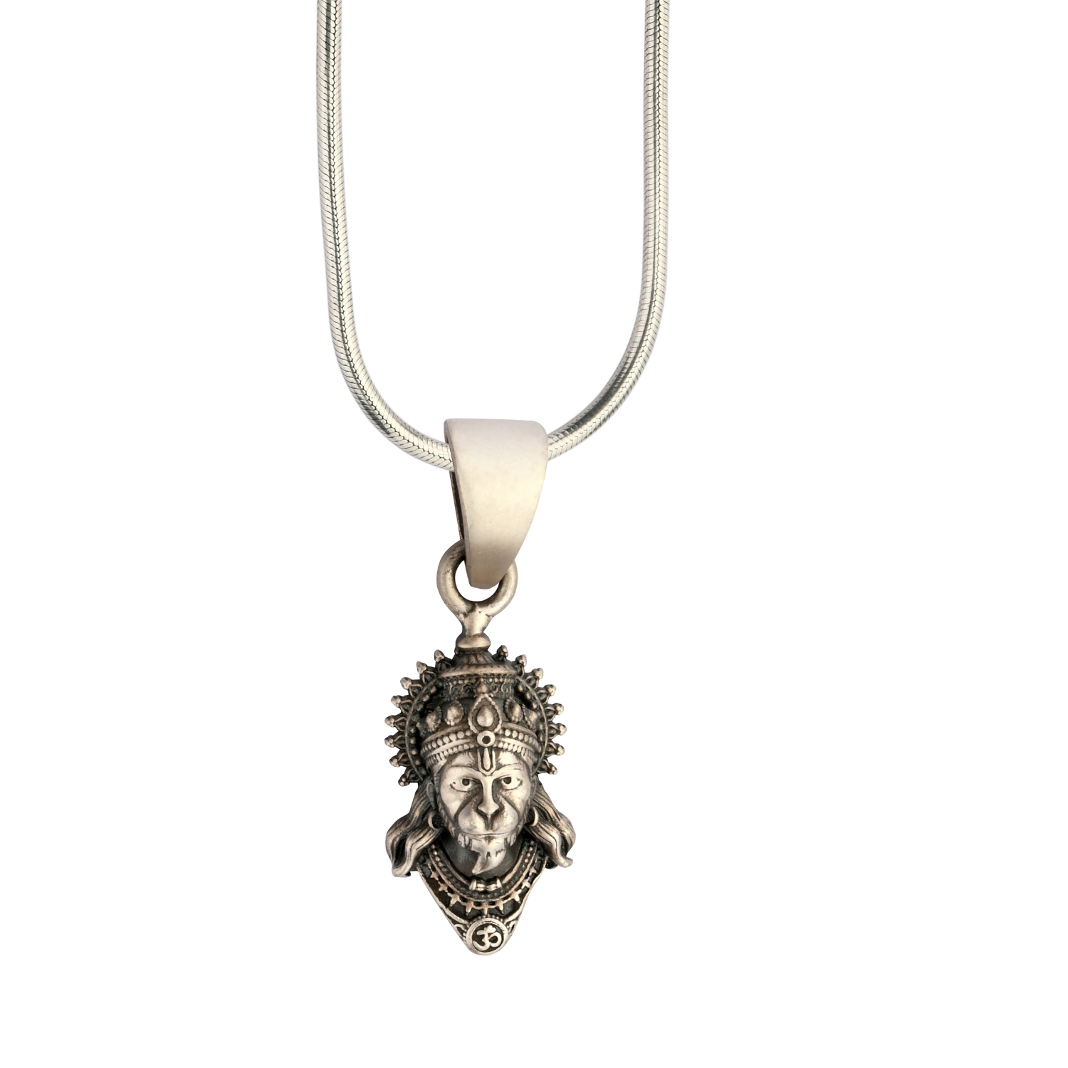 Mini Hanuman Face 92.5 Silver Pendant | Unisex Spiritual Necklace